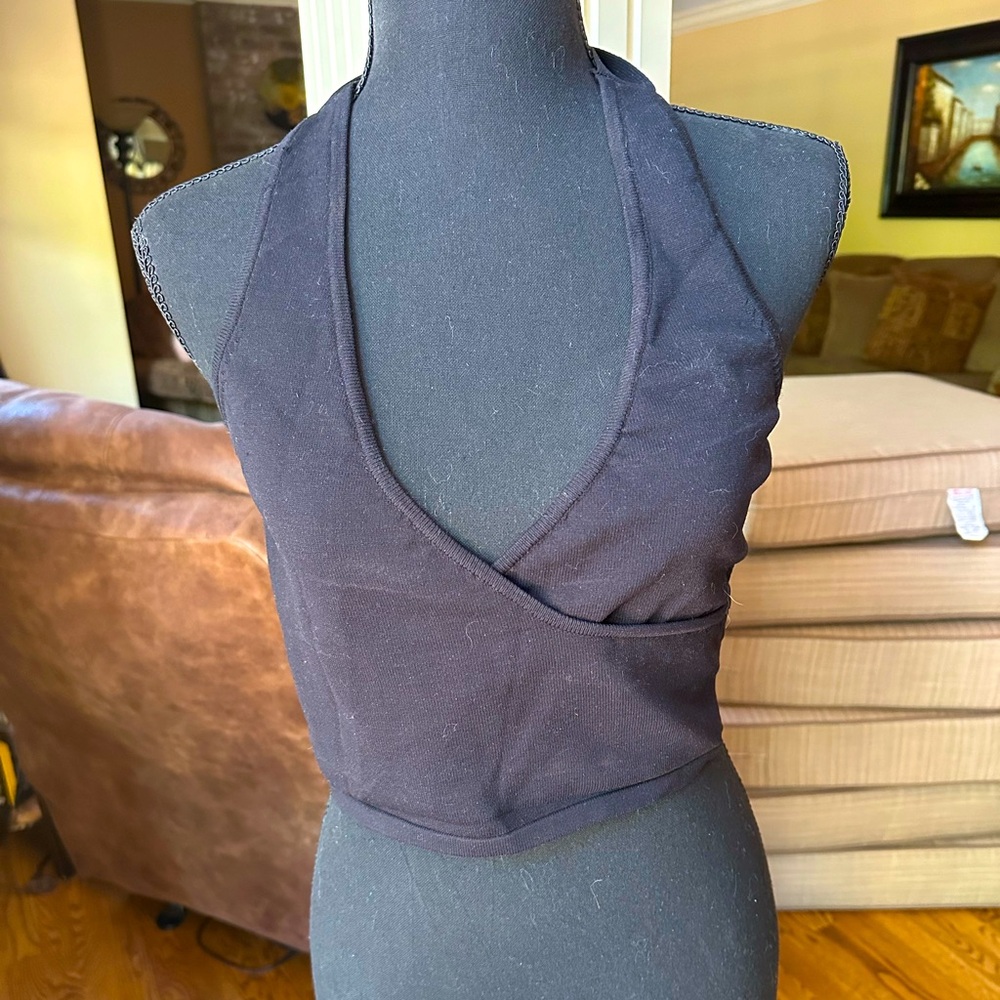 Tie strap black halter top